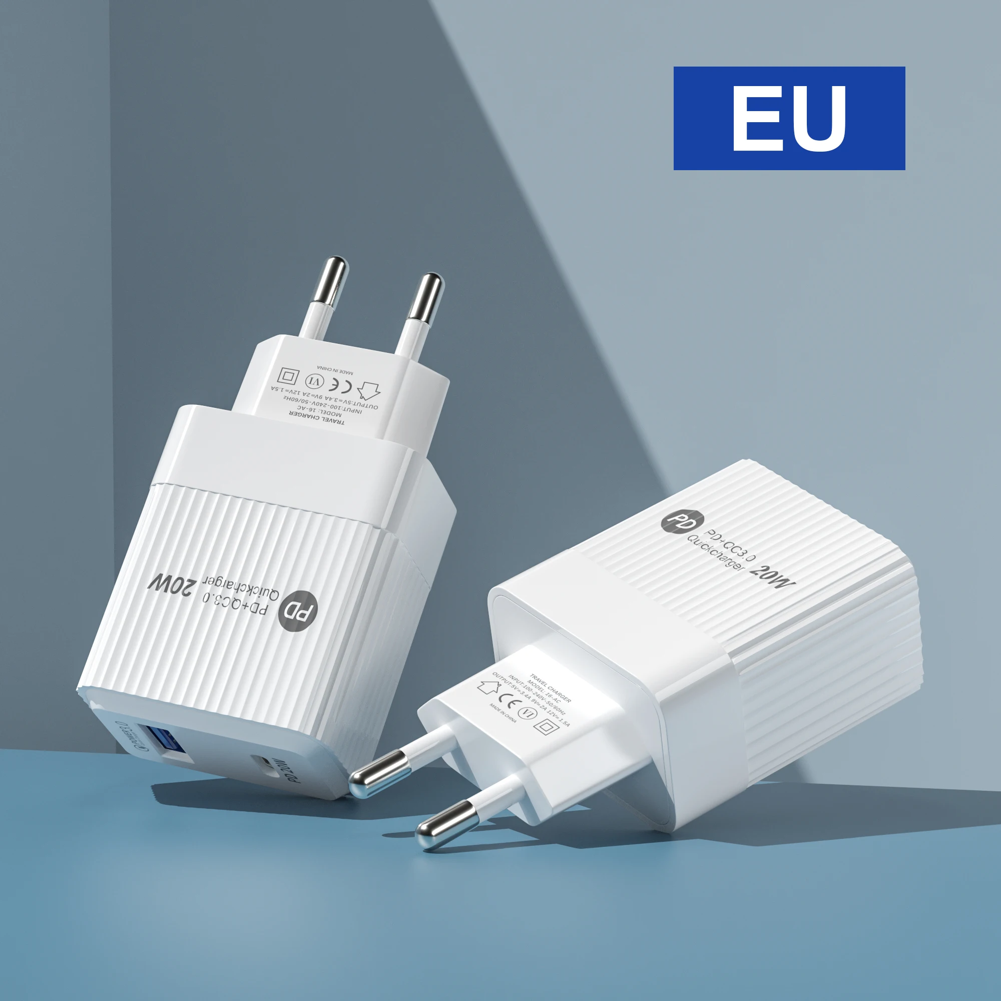 OEM fast charging QC3.0 20W Dual port USB C+A Type C phone Pd wall Charger For Iphone 13 Pro Max