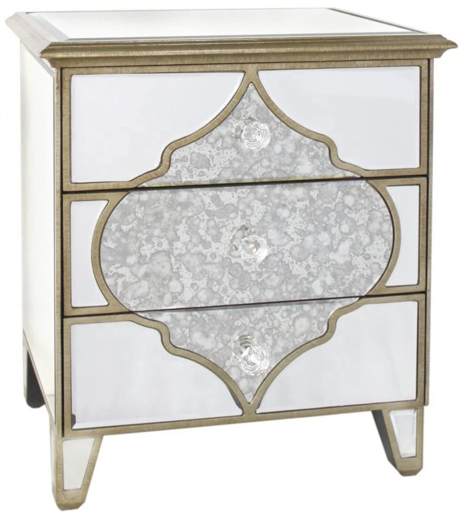 Contemporary Luxury Minimalist Visonnaire Mirrored Bedside Cabinet Night Stand
