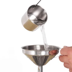 online Food Grade Stainless Steel Kitchen Funnel with Strainer Filter for Transferring of Liquid Dry Ingredients Cooking Funnel