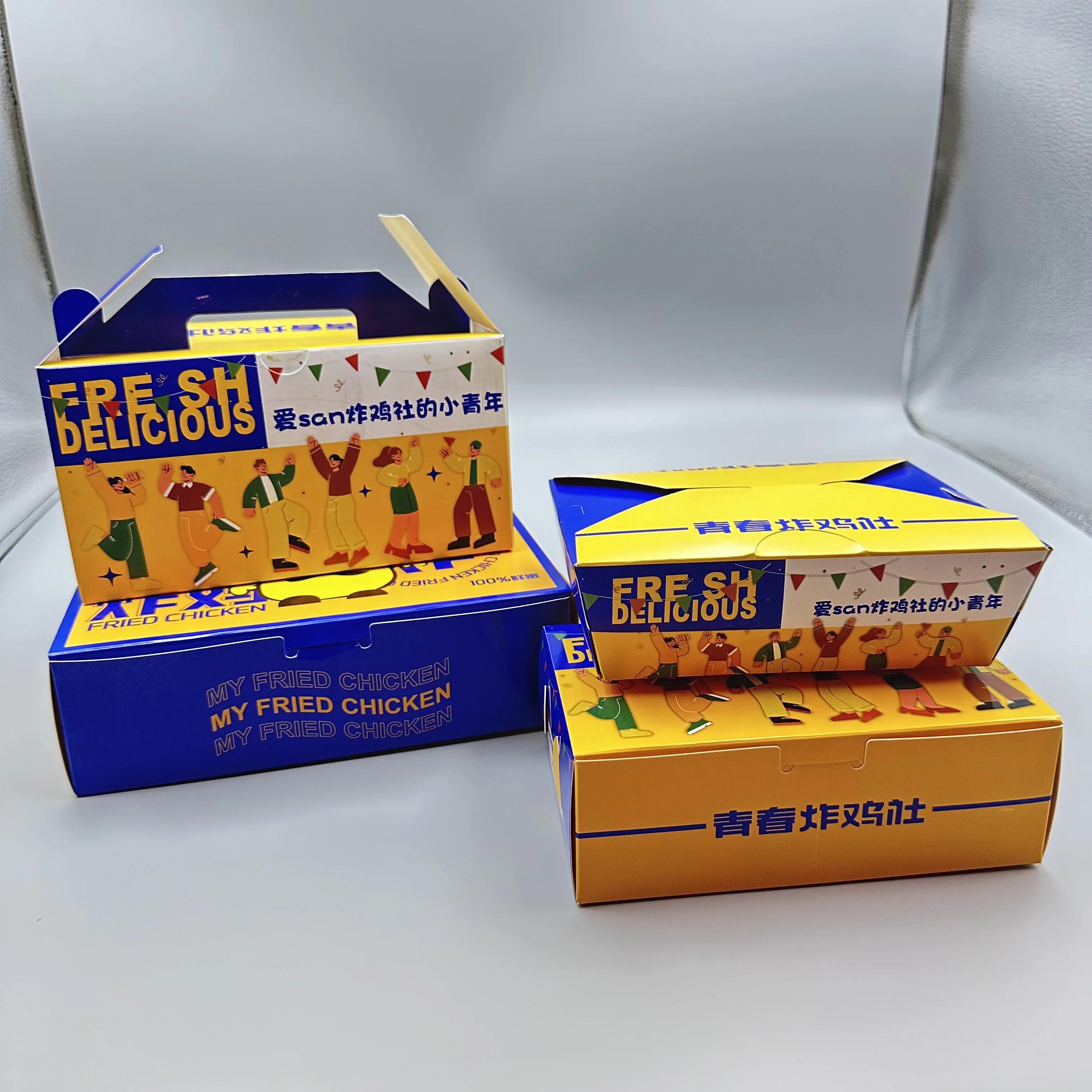 High Quality Custom Brand Design Fast Hamburger Takeaway Food Packaging Pillow Shawarma Clamshell Paper Burger Box