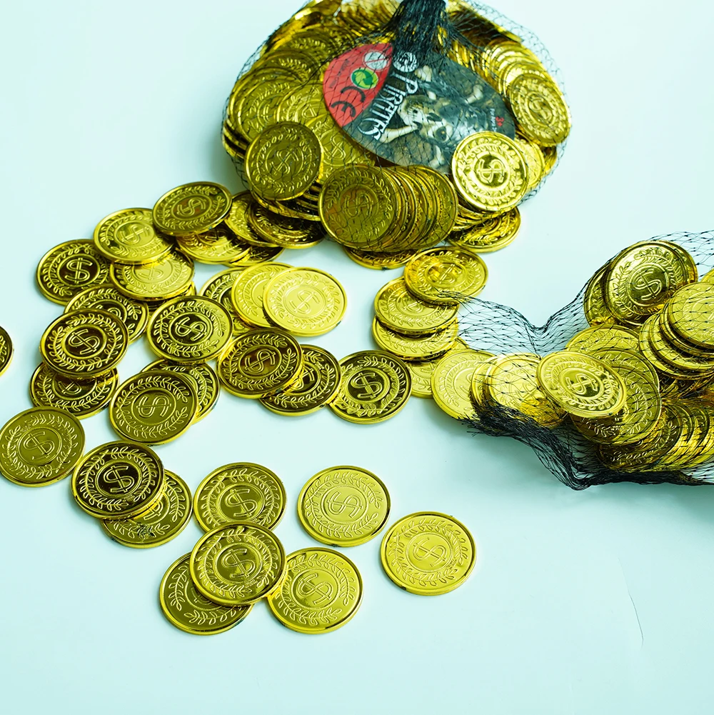 Customized OEM game treasure plastic gold coin pirate token