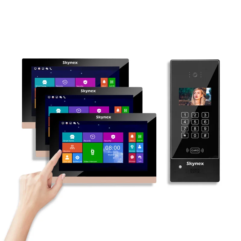 OEM/ODM 10 inch big lcd touch panel for intercom with HD1080P camera gold and black color video door phone system