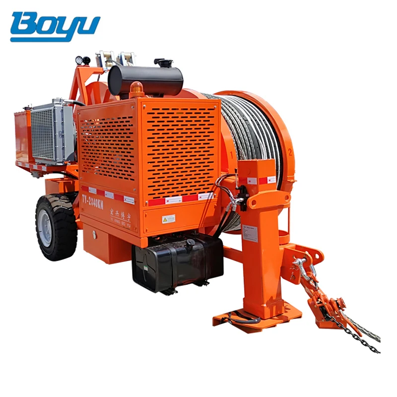 Transmission Line Equipment 2x40kN Hydraulic Tensioner Two Bundle Conductors Stringing Equipment