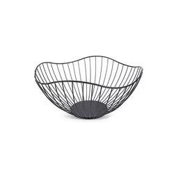 Iron Black Table Organizer Vegetable Mesh Bowl Kitchen Storage Stainless Steel Metal Fruit Basket
