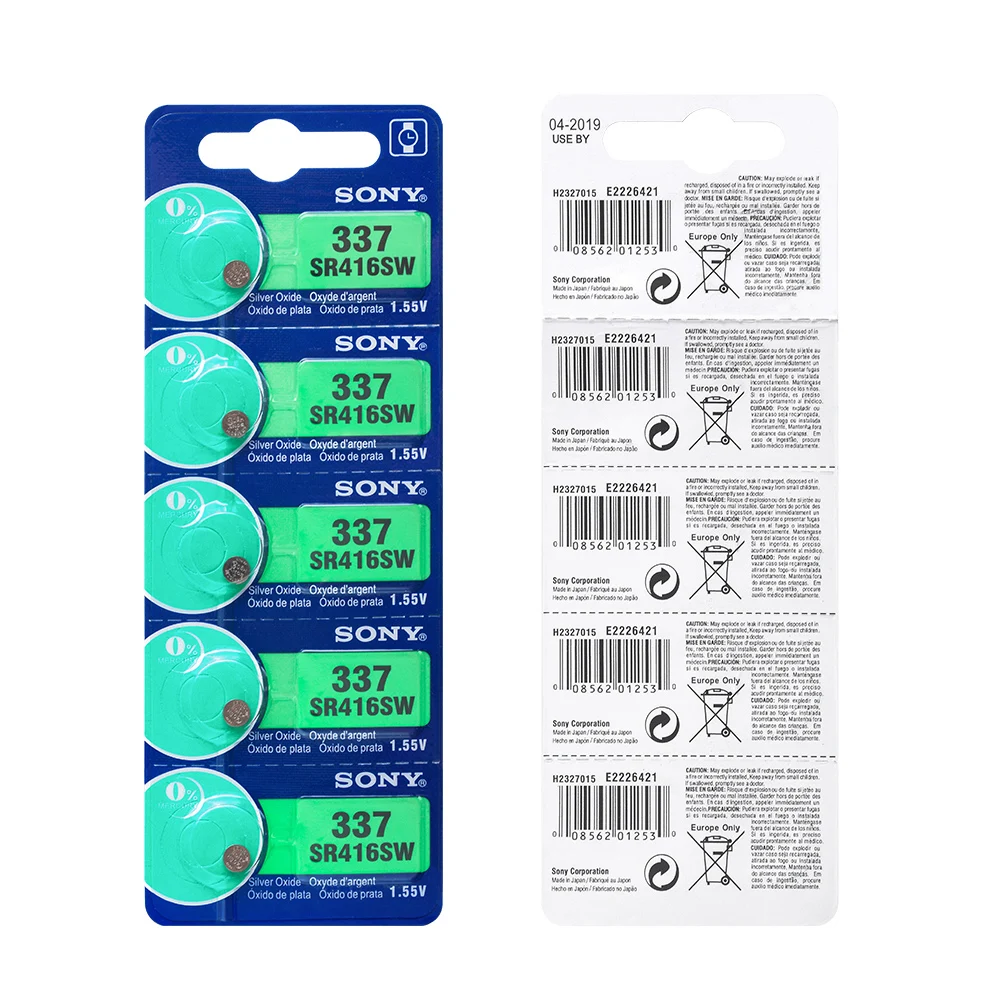 For SONY Original 337 SR416SW 1.55V Silver Oxide Button Cell Battery LR416 337A AG6 for Watch Toys