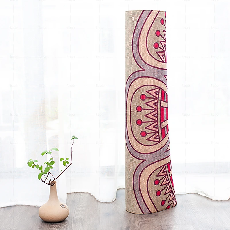 Organic Jute Rubber Yoga Mat Manufacturing Custom Services Natural Rubber and Jute Yoga Mats