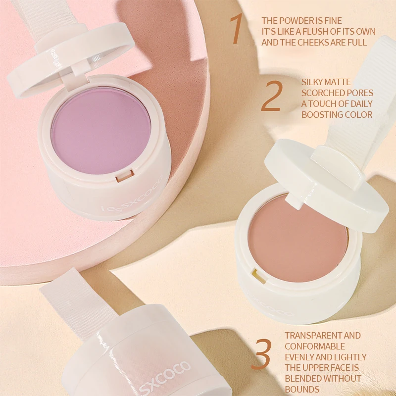 6 Color Velvet Mist Blush Cream Natural Face Makeup Flawless Soft 3D Effect Popping Blush with Mirror Puff Pressed Powder Blush