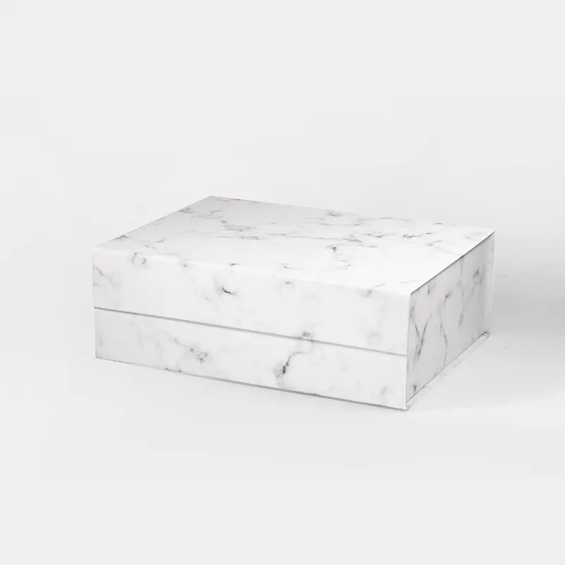 A4 deep size luxury marble printed clothing garment packaging gift box with magnetic lid