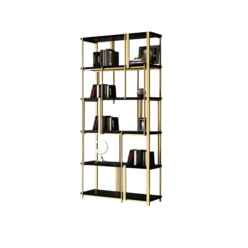 Современный черный и золотой Etagere книжная полка из нержавеющей стали дисплей