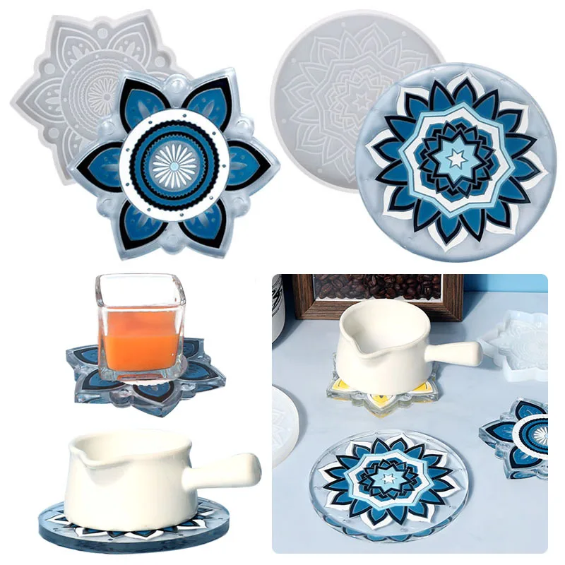 Reusable craft uv epoxy resin art casting making mould custom logo diy silicone rubber cup pad flower coaster mold