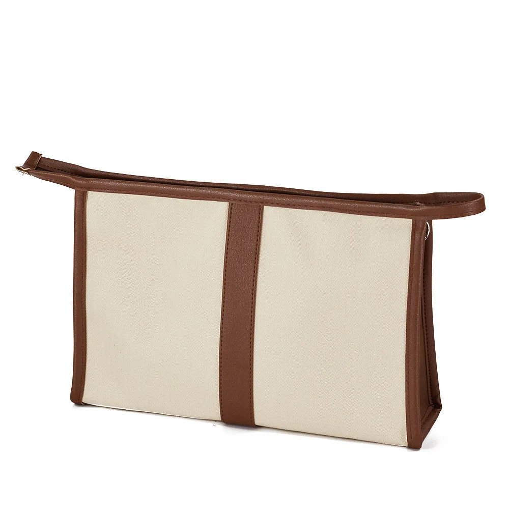 Hot Selling Canvas Toiletries Bag Women Large Capacity Pu Leather Travel Zipper Make Up Bag