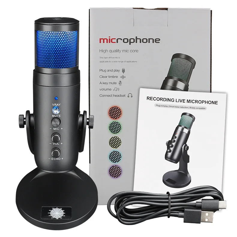 Игровой микрофон RGB со светодиодной лампой