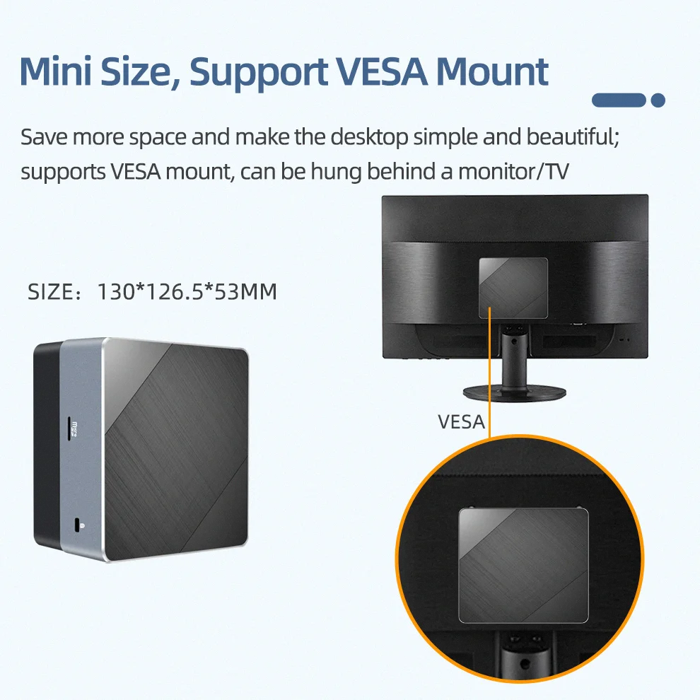 Mini PC Intel i5 4200U Processor 2*USB 3.0 4*USB 2.0 1*RJ45 VGA HD-MI Dual Display mini pc for home office