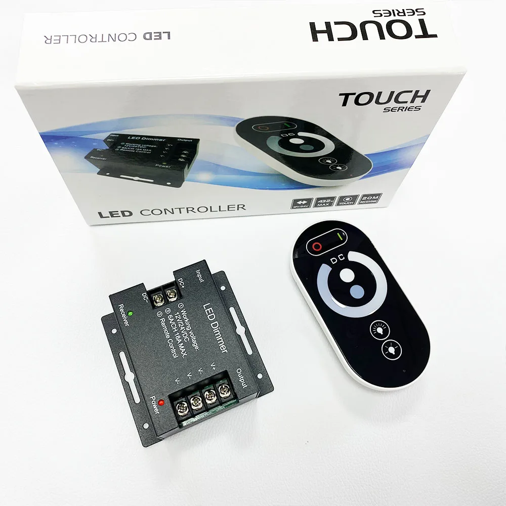 12V выключатели со светодиодным индикатором сенсорный пульт дистанционного управления 433 МГц DC12V-24V 24A SMD2835 одноцветной светодиодной ленты rf беспроводной диммер