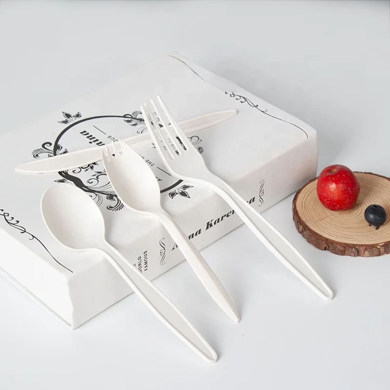 Hot Sale Stocked Cheap Price Biodegradable Disposable Cornstarch Plastic Cutlery Knife Fork Spoon