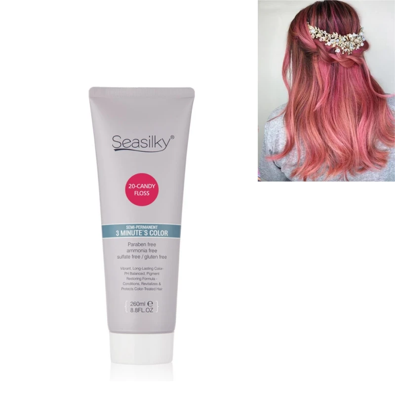 Factory Price Candy Floss Semi-Permanent Hair Color Conditioner Cream 3 minutes rapid dyeing Sulfate-Free 260ml