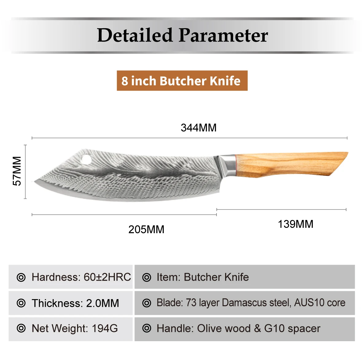 Amber Knife 73 layer Damascus Steel AUS10 pro kitchen knife real damascus steel axe Chef Knife