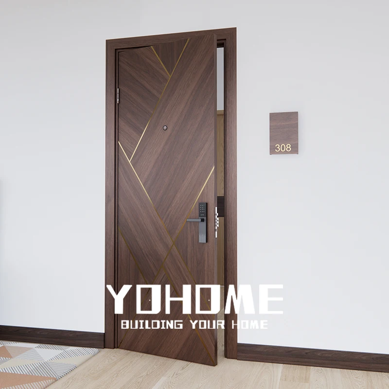 Shanghai fire doors mineral core apartment wooden doors design 20 30 45 60 mins wooden doors for hotel rooms