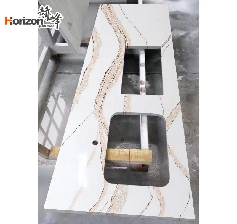 Оптовая продажа высококачественных настольных плит Calacatta из белого золота искусственный кварцевый камень для кухонной
