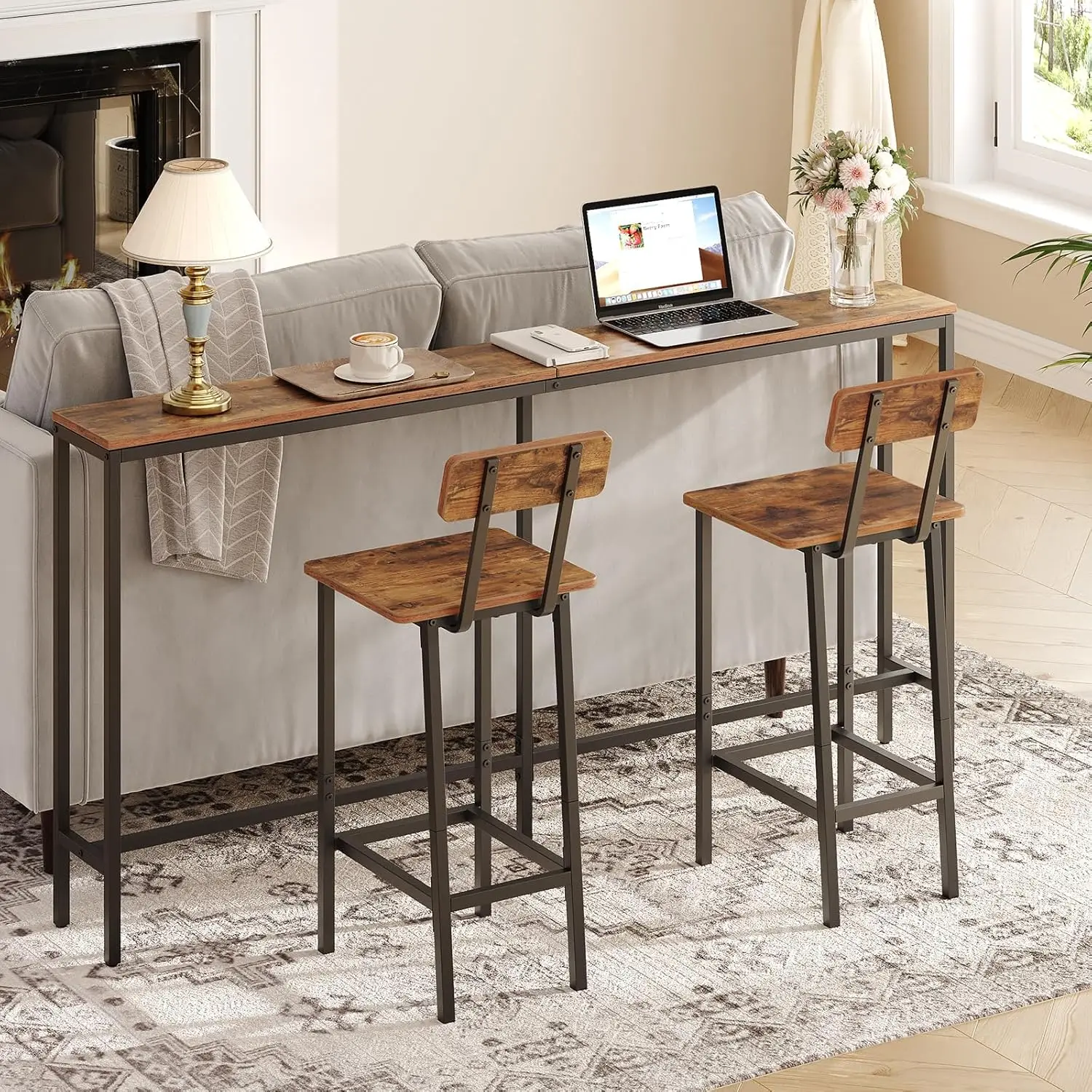 Easy Assembly Bar Stool Bar Chairs With Backrest Kitchen Bar Stools With Footrest Tall Counter
