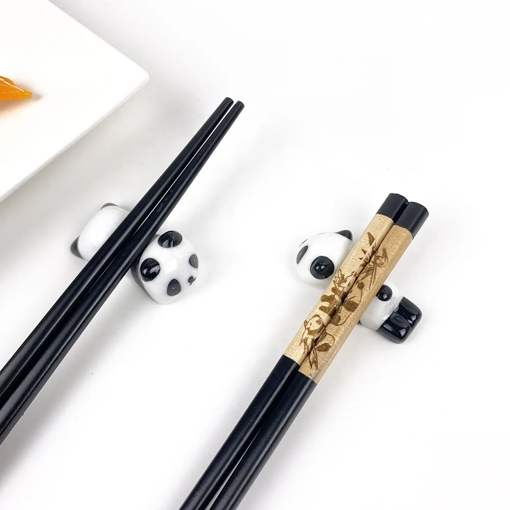 Chopsticks Reusable Panda Gifts With Cute Chopstick Rest engrave chinese panda Chopsticks  Anniversary Gift for Couple