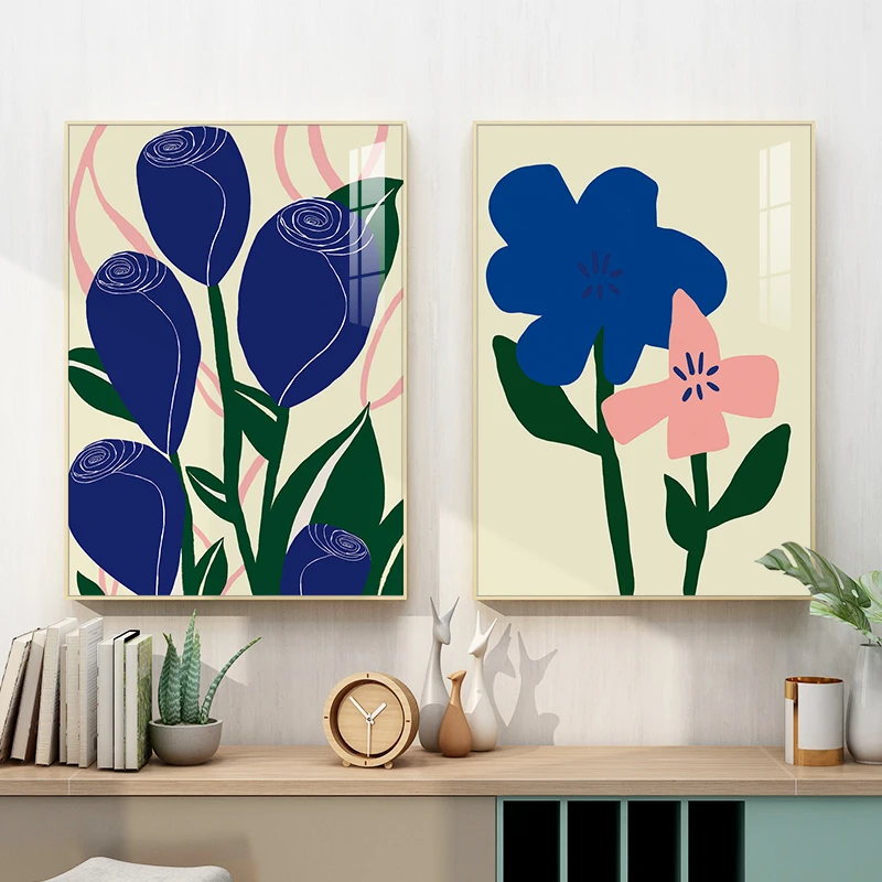 modern cuadros decorativos crystal porcelain paintings of beautiful flowers  plant wall art paintings with frame for living room