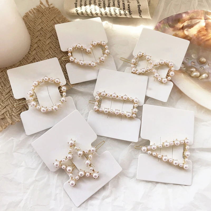 Fashion Hollow Pearl Elegant HAIR CLIPS Hair Accessories Golden Flakes Acetate Hair Clip FOR Girl