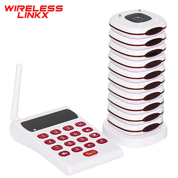 WirelessLinkx Restaurant Beeper Buzzer Queue Customer Guest White Wireless Pager System For Clinic Coffee Shop Church Food Truck