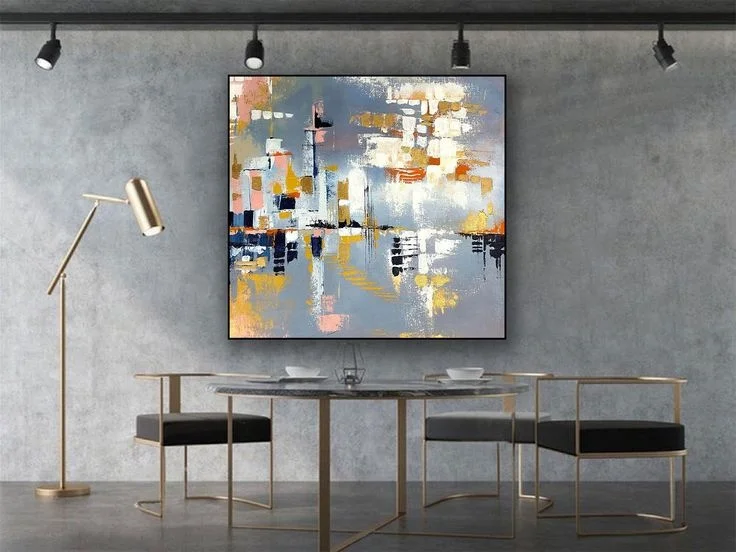 Modern Wall paintings Art Handmade Abstract Gold Foil Oil Painting on Canvas