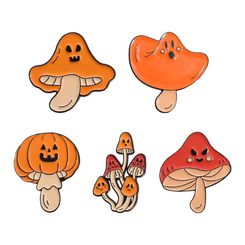 Halloween Cute Mushrooms Enamel Pins Custom The Evil Pumpkin Ghost Brooches Punk Funny Lapel Badges Jewelry Gift For Kids Friend