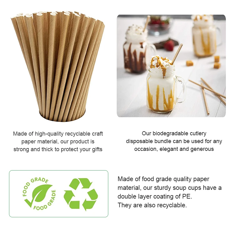 2020 Factory Price Wholesale Paper Food Grade Eco-friendly Straws Supplier Customizable Printing Biodegradable Paper Straws