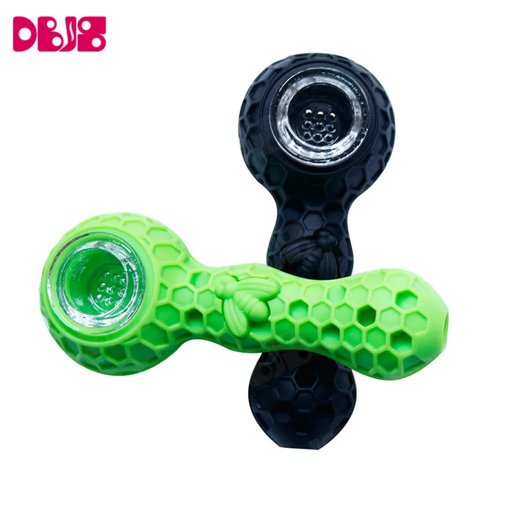 
New Products Custom Logo Silicone Smoking Pipes with Glass Bowl 