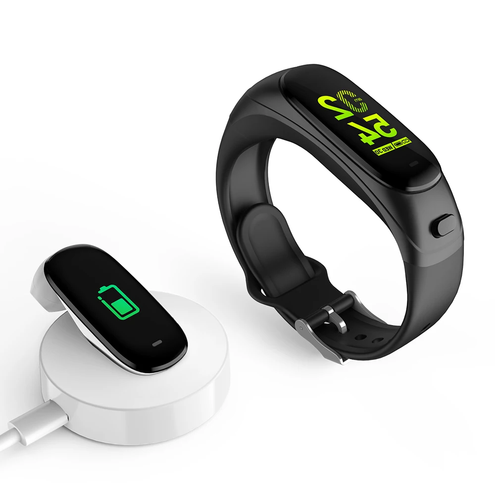 FITUP 2 in 1 ear bracelet nRF52832 Color screen smart band and headphones ear bracelet