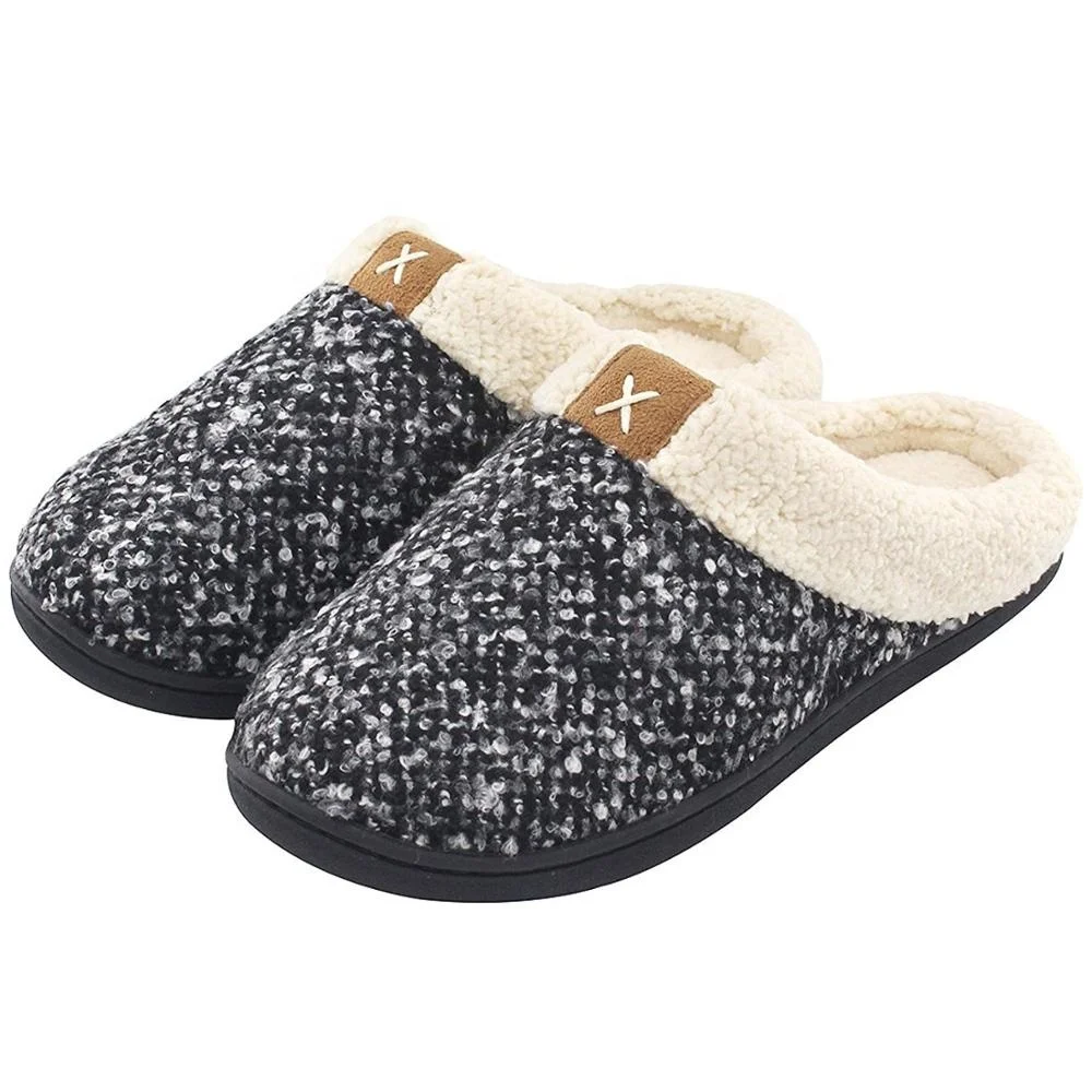 Latest Amazon hot sale resilient memory foam warm plush winter home slippers