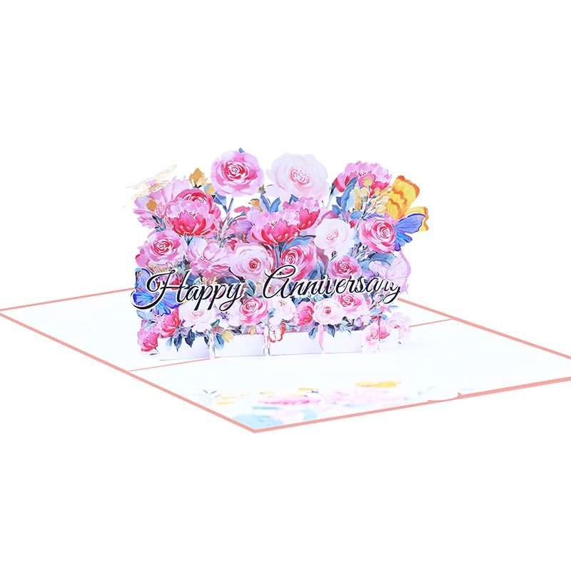 New Reasonable Price Thank You Cards Happy Anniversary 3d Pop-Up Birthday Greeting Cards with Envelope