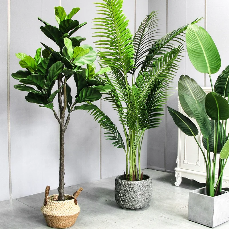 Silk Artificial Plants Decoration Bonsai Tree Banana Plant Pot Plant Artificial Plastics Home Garden Tree Decor Palm Olive