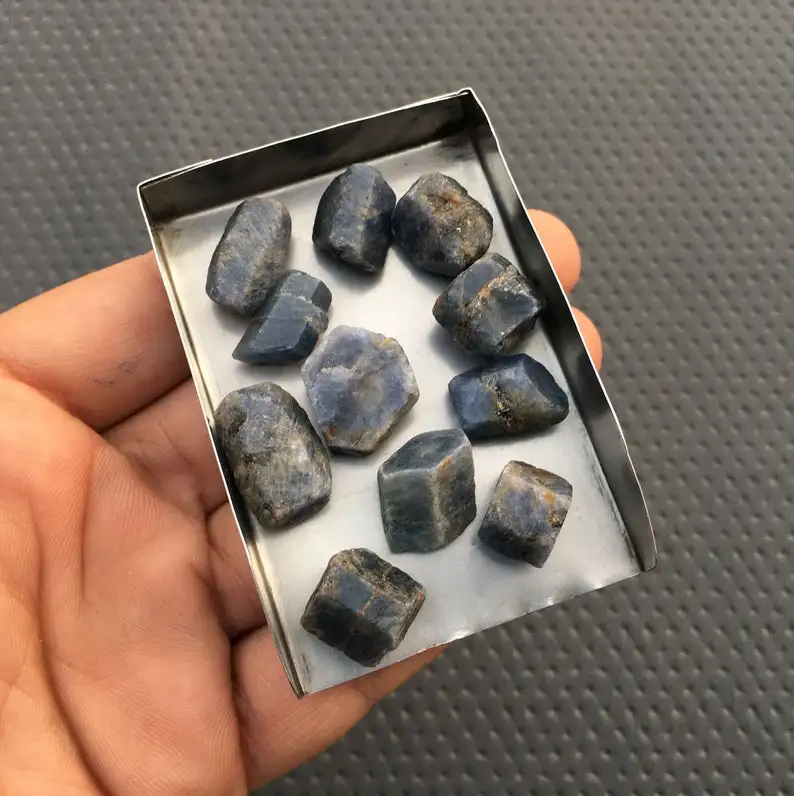 10 Pieces Natural Blue Sapphire Untreated Rough Loose Handcut Gemstone For Making DIY Jewelry High Quality