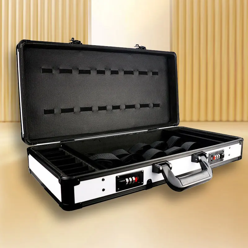 Portable Aluminum Barberia Briefcase Barber Tools Metal Barber Organizer Box Suitcase Salon Large Password Gold Barber Case