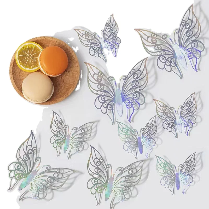 Silver Gold Rose Gold colorful Butterfly 3D Wall Decor Stickers Mural Stickers for Home Room Wedding Decorations
