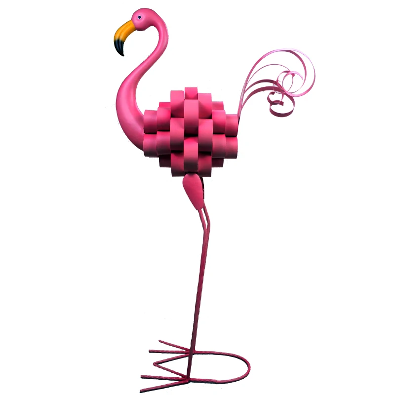 Metal Iron Pink Flamingo Yard Lawn Garden Ornament, Outdoor and Indoor Flamingo Statue