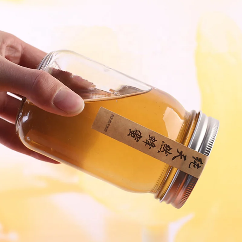 750ml glass honey jars for sale large food grade round glass honey jar honey storage bottles