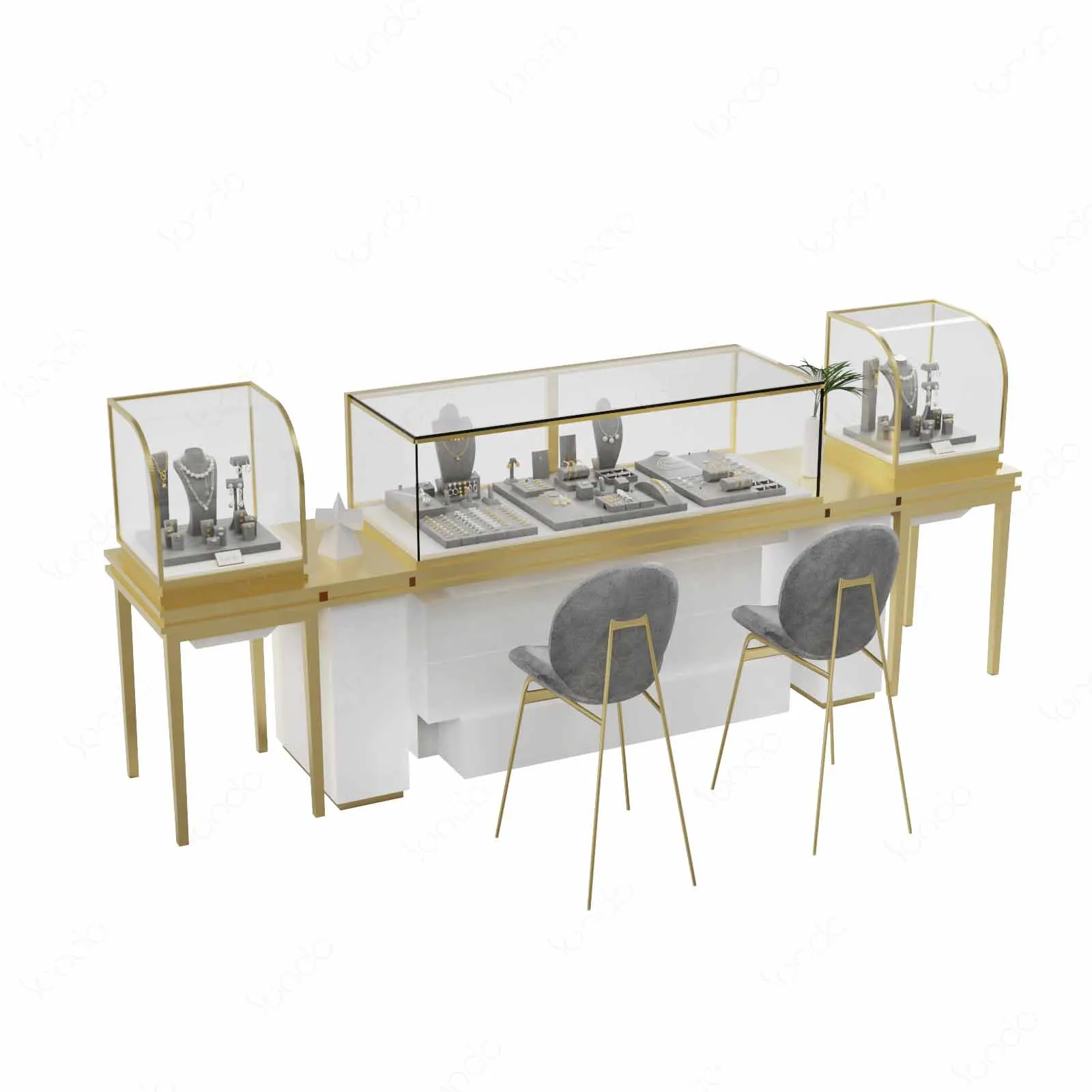 Hot sale Pendant bust glass cabinet Jewelry shop interior design retail Metal glass cabinet window show for jewellery