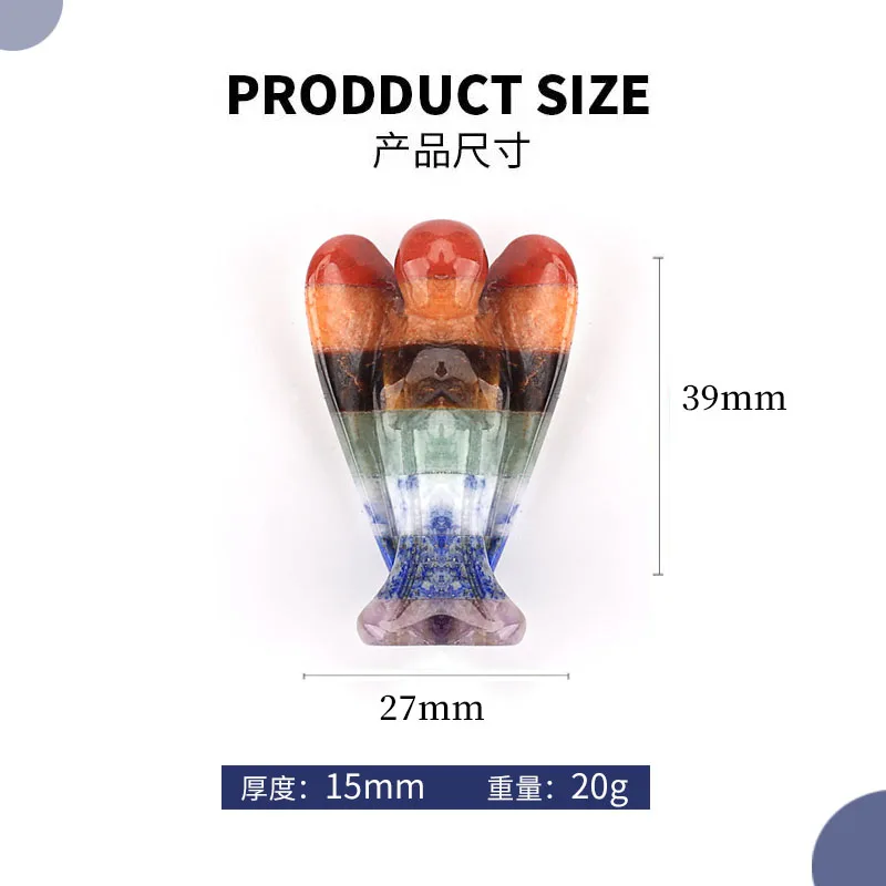 Pocket Stone Healing Craft Angel Statue Carved Natural Stone Crystal Guardian Angel Figurine Chakra Angel Ornaments