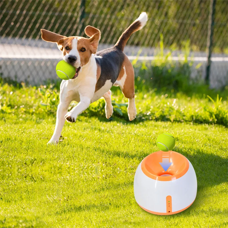 Newest Interactive Adjustable Range Machine Pet Hyper Fetch Automatic Dog Tennis Ball Launcher Thrower With 4 Launch Modes