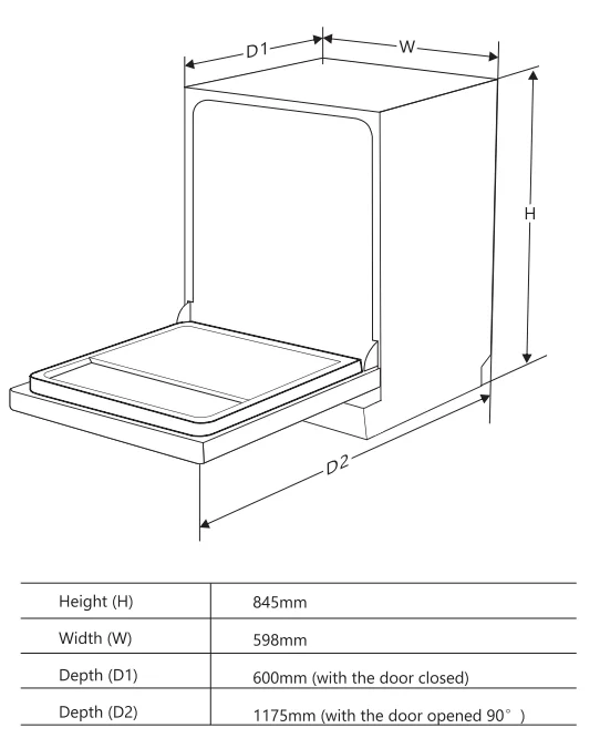 12 place settings free standing high quality dish washer machine