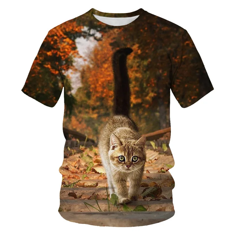 T Shirt Men Women 3d T-shirt Print two cat short Sleeve Summer Tops Tees T shirt