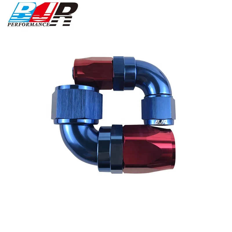 BJR 90 Degree aluminum One Piece Full Flow Swivel Hose End AN10 fittings