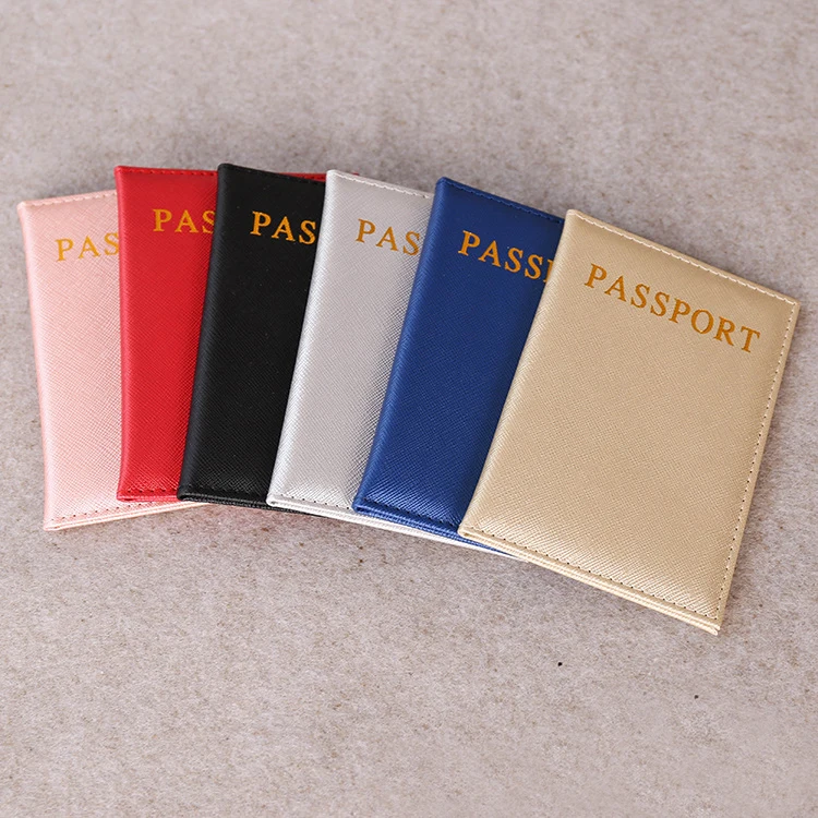 high quality cross grain leather Passport holder custom logo cheap Travel passport case  PU leather passport Sleeve cover