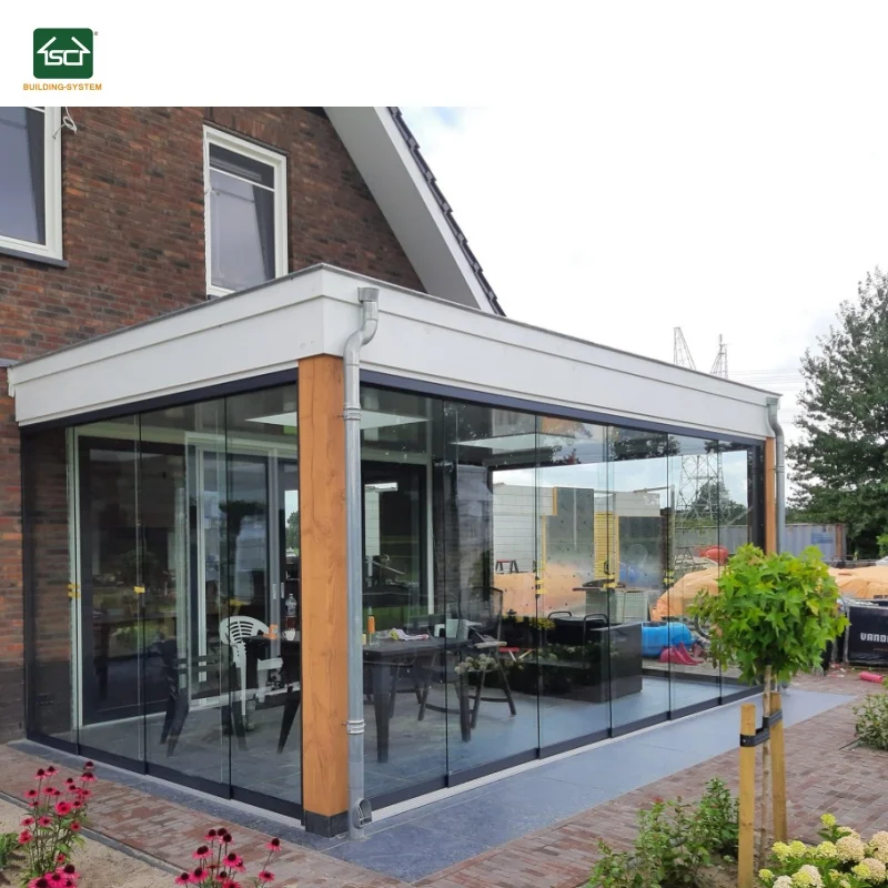 10mm Clear Tempered Glass Veranda Exterior Wall Sunroom Glass Sliding Doors Glass Panel Pergola Aluminium Outdoor Manufacturer