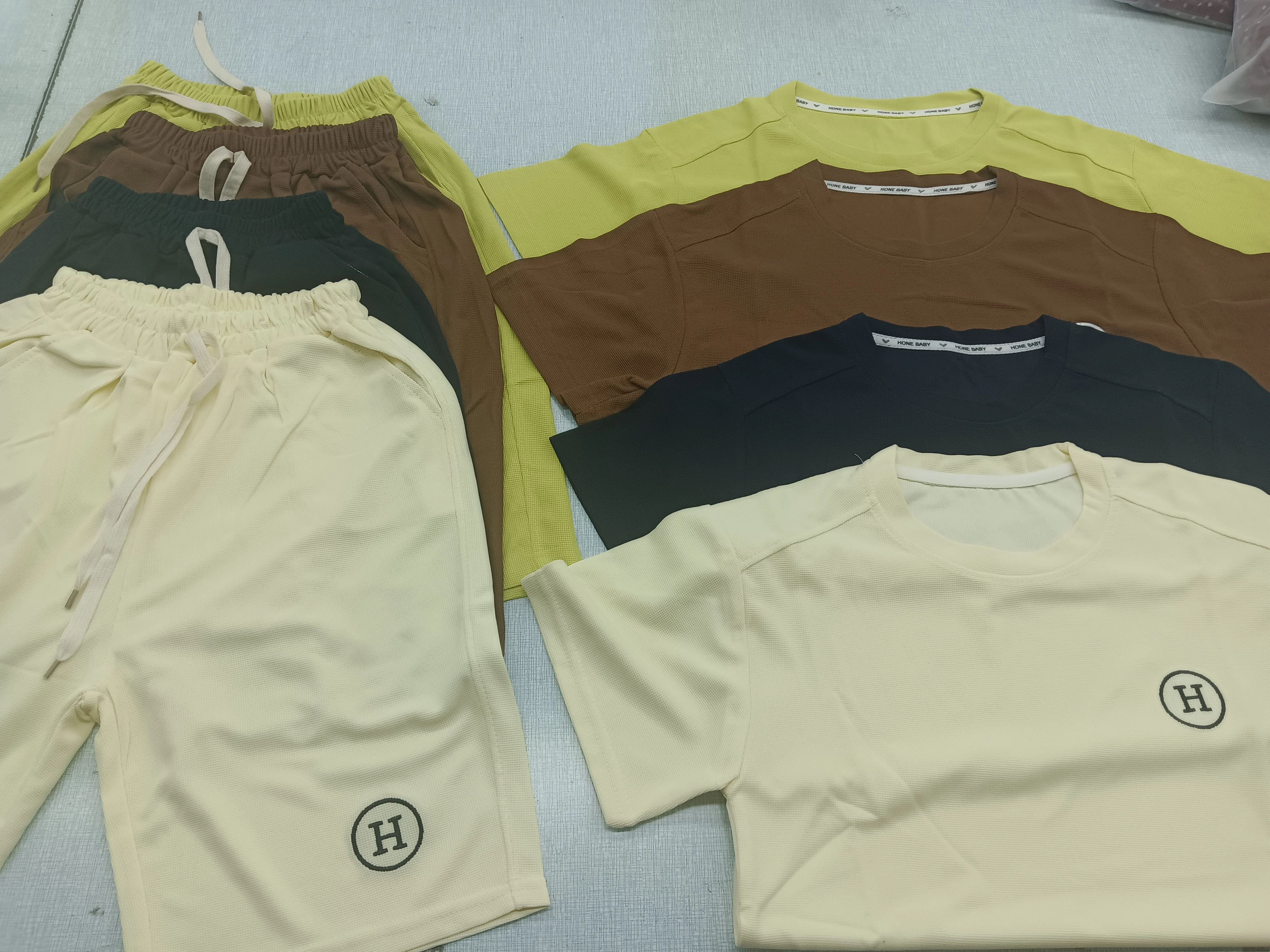 Conyson Baby Girl Waffle Clothes Set Solid O Neck T-shirt and Shorts Suit Children Boy Fashion Top Bottom 2pcs Outfits Tracksuit